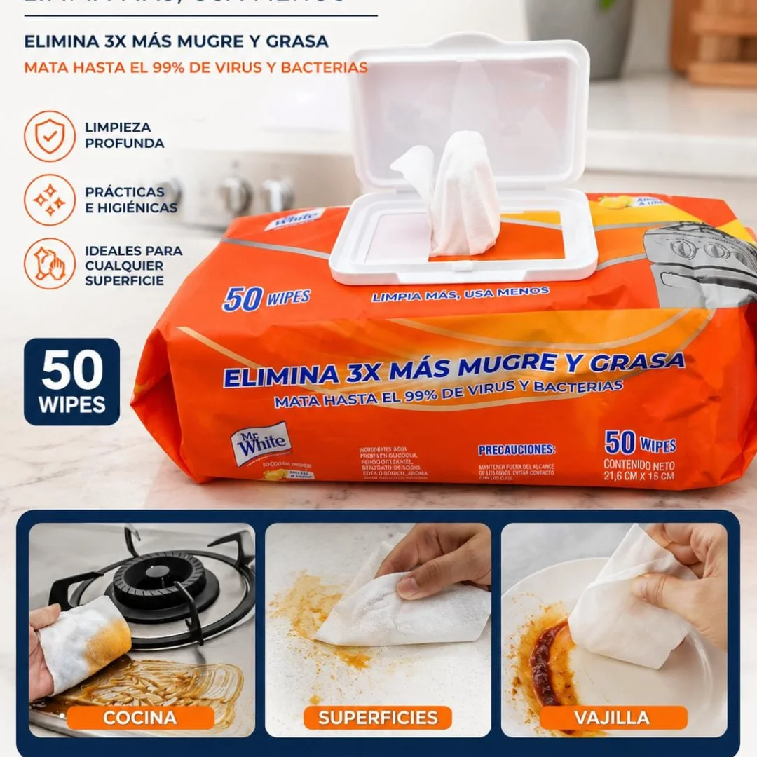 Paños húmedos quita grasa 